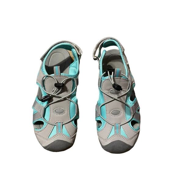 Crivit Grey Aqua Blue Hiking Strap Water Sandals Size 8 - Picture 2 of 7